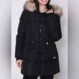 Point Zero Black Timeless Parka with Fur Trim